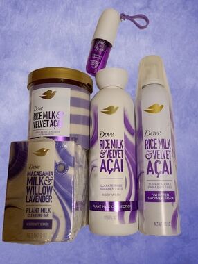 Dove Rice Milk & Velvet Açaí Body Wash + Foam + Soap - White & Purple